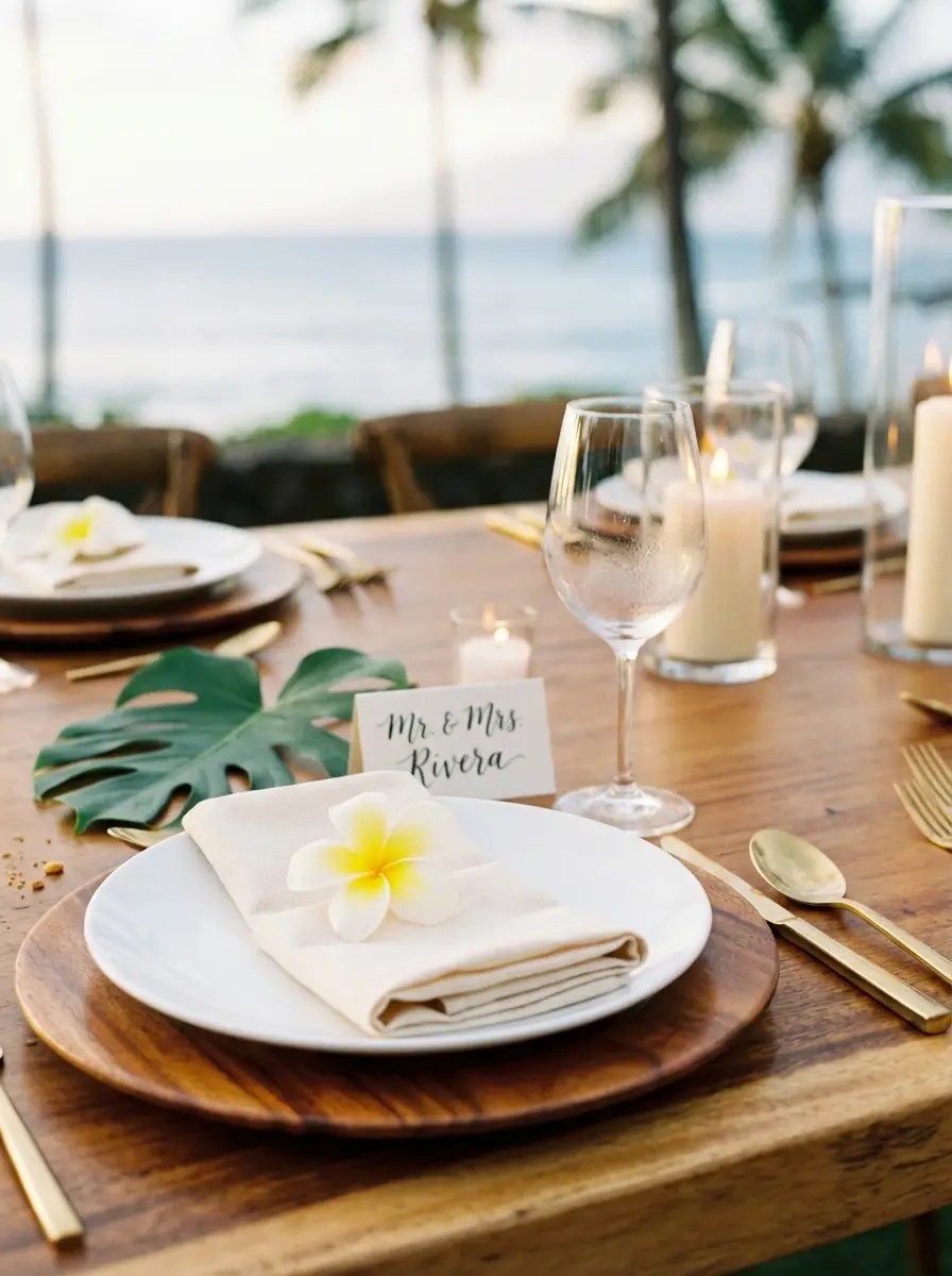 Farm-to-table place setting with ocean backdrop at Merriman's